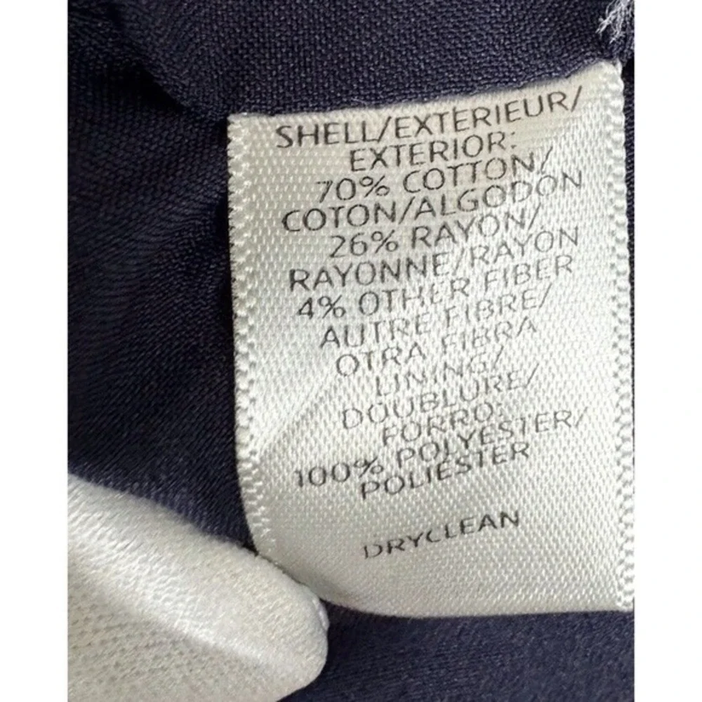 LOFT Navy Blue Striped Full Zip Textured‎ Cotton Blend Jacket 6 Nautical 53-11